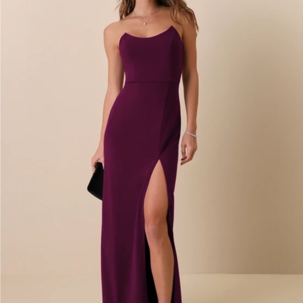 Sensational Beauty Plum Purple Strapless Maxi Dress